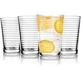 Yumchikel Juice Glasses 7 oz. Set Of 4 Glass Cups - Drinking Beverage Tumblers for Soda, Water, Milk, Coke, and Spirits, Durable and Dishwasher Safe Heavy Bottom Juice Glassware-For Home and Bars