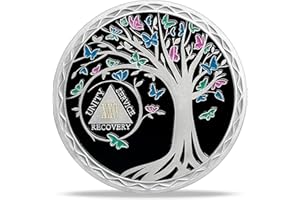IMASONER 24 Year Sobriety Coin Tree of Life AA Medallion Alcoholics Anonymous Chip Anniversary Token Sobriety Gifts for Women Men in Recovery