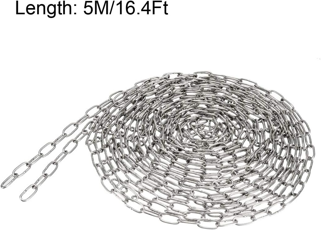 sourcing map Stainless Steel 304 Hardened Proof Coil Chain 5m Length 1.2mm Thickness Zinc Plated, 5 Meters - Image 3