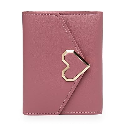 Popmode Heart Shape Mini Pu Pink Leather Women Small Wallet Card Holder Short Purse,Womens Wallet