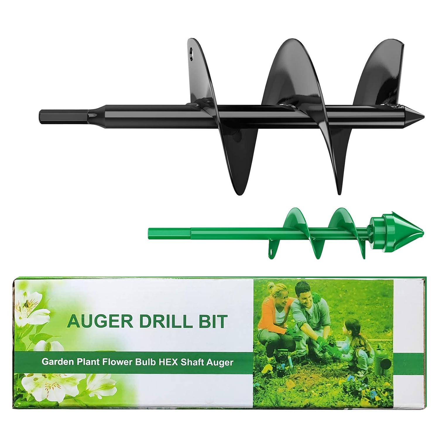 CKE 2021 Upgraded Solid Auger Drill Bit 2 PCS Set 12 "x3.5" and 9"x1.8" with Garden Genie Gloves for Planting Hole Drill Planter Auger Spiral Hole Drill Bit Bulb Bedding Digging Post Hole Planting Tool for 3/8" Hex Drive Drill: Industrial & Scientific