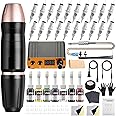 Tattoo Gun,Solong Anti-fatigue Mode Power Supply Professional Tattoo Kits with 5pcs Tattoo Table Covers Clean Pads Rotary Tattoo Machine Starter Kit with 20pcs Tattoo Cartridge Needles