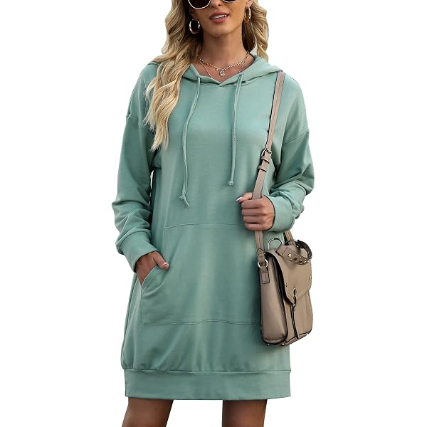 Women's Oversized Fleece Sweatshirt Dress - Thick Turtleneck Pullover With Kangaroo Pocket, Plush Lounge Wear