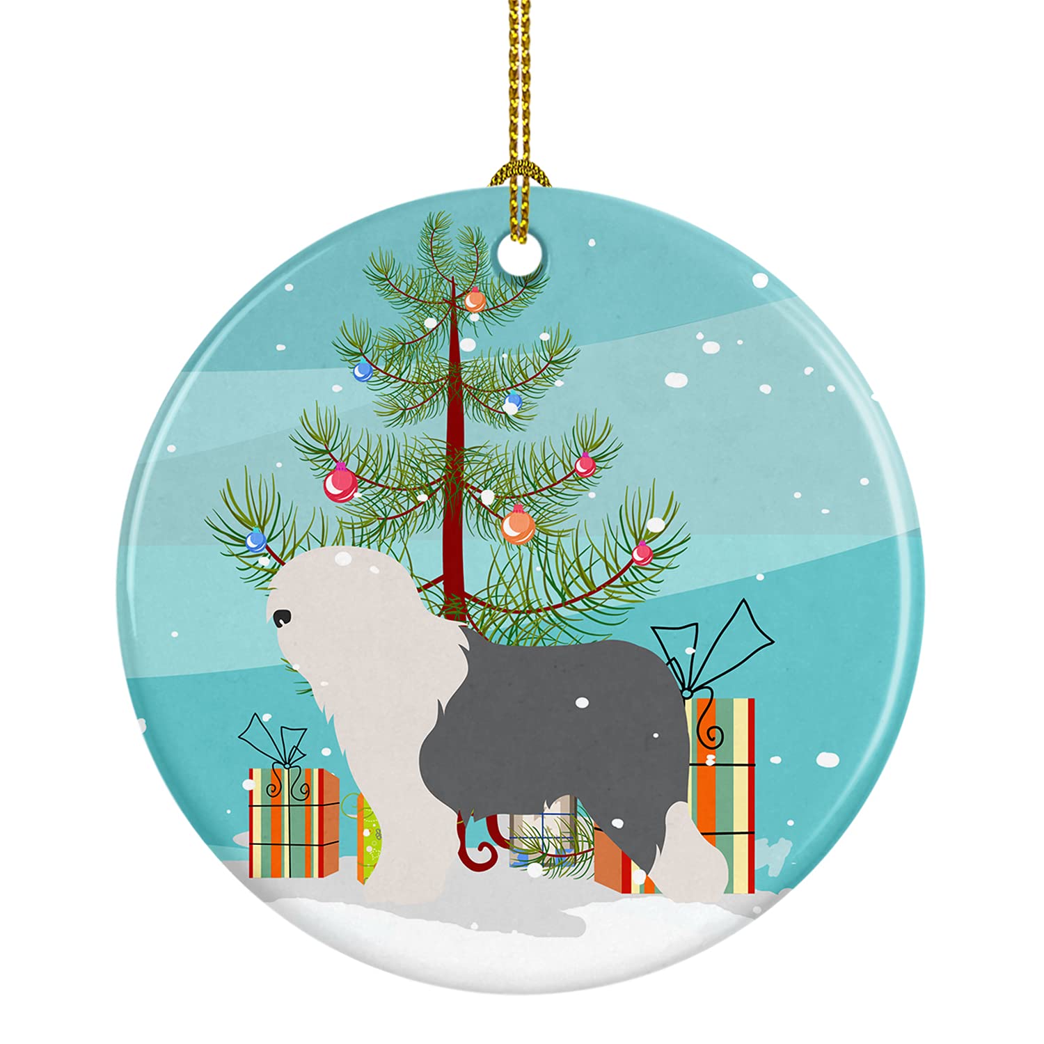 Caroline's Treasures Old English Sheepdog Bobtail Christmas Ceramic Ornament