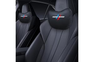TOPABYTE Car Headrest Pillow for BMW 1 2 3 4 5 6 7 Series X1 X2 X3 X4 X5 X6 X7 Accessories Leather Car Neck Pillow for Driving Seat Breathable Automotive Neck Support Adjustable, 2 Packs, Black