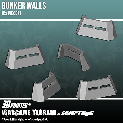 EnderToys Bunker Walls, Terrain Scenery for Tabletop 28mm Miniatures Wargame, 3D Printed and Paintable