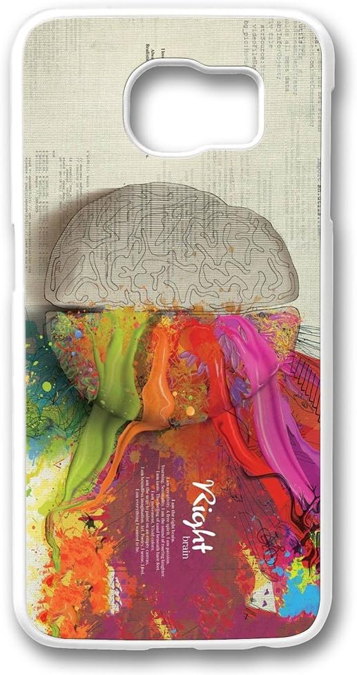 Galaxy S6 Case, Beauty White Left Right Art Brain 3 Design Ultra Slim Coating Print Hard Case Cover Fit Bumper For Samsung Galaxy S6