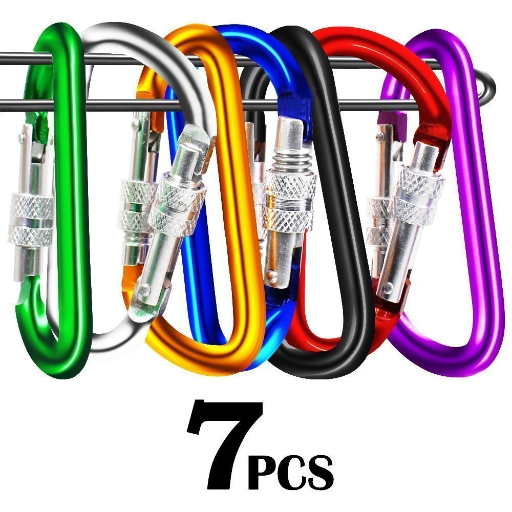 Buy DLAND7 Pcs Carabiner 3" Aluminum Locking Clip Camping Hook Keychain