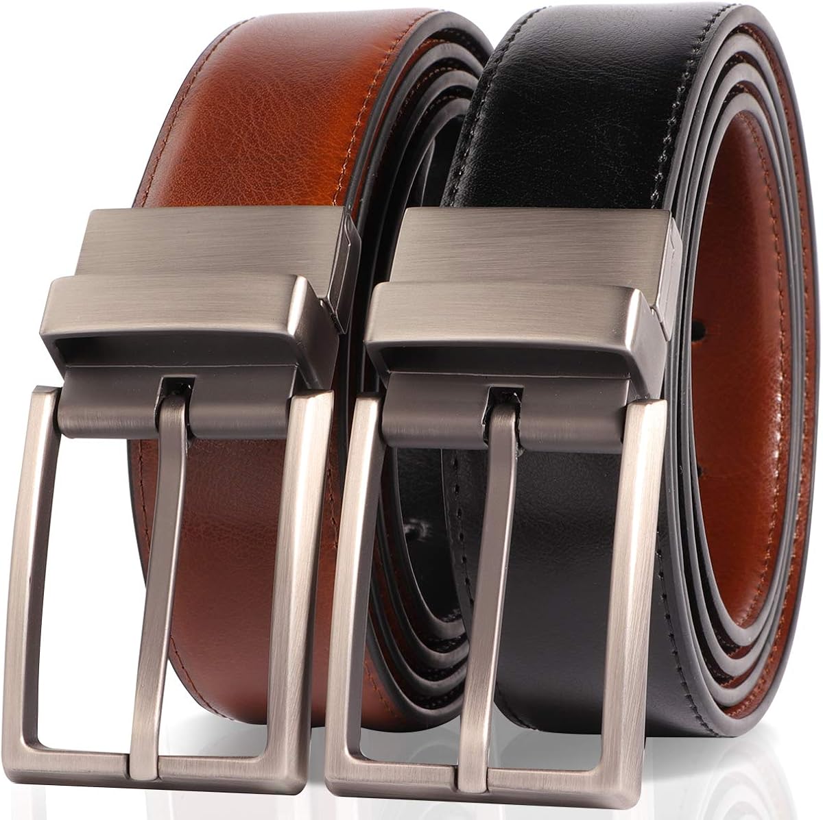 Leather Belts For Men - Mens Belt For Suits, Jeans, Uniform With Single Prong Buckle by MayBest: Clothing