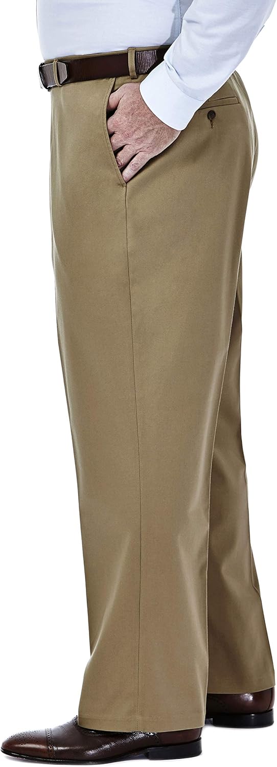 Haggar Men's Big-Tall Premium No Iron Classic Fit Expandable Waist Plain Front Pant at  Men’s Clothing store