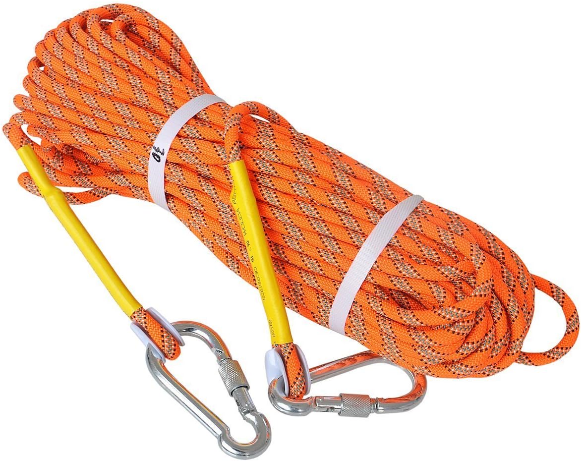 LUOOV Outdoor Climbing Rope 10M(32ft) 20M(64ft) 30M (98ft) 50M (160ft) Safe Utility Rope,Rock Escape Rope,Static Climbing Rope,8mm Diameter Rope