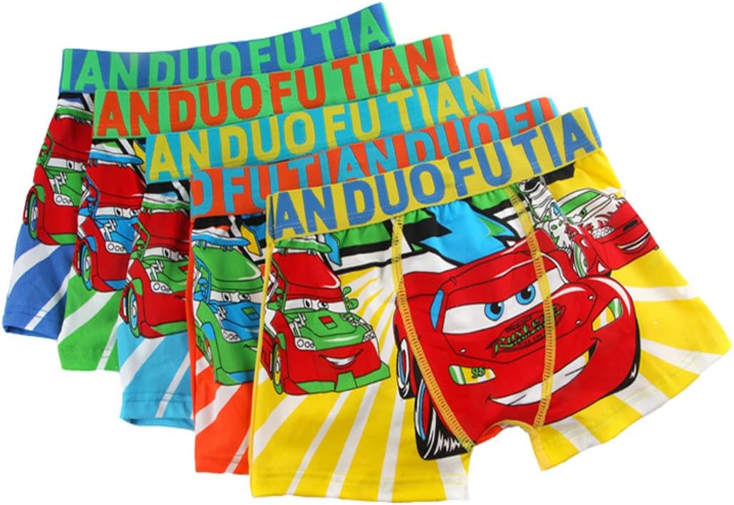 2-8 Years Old Boys Cotton Cars Print Boxer Briefs Underwear Multicolor 5 Pack