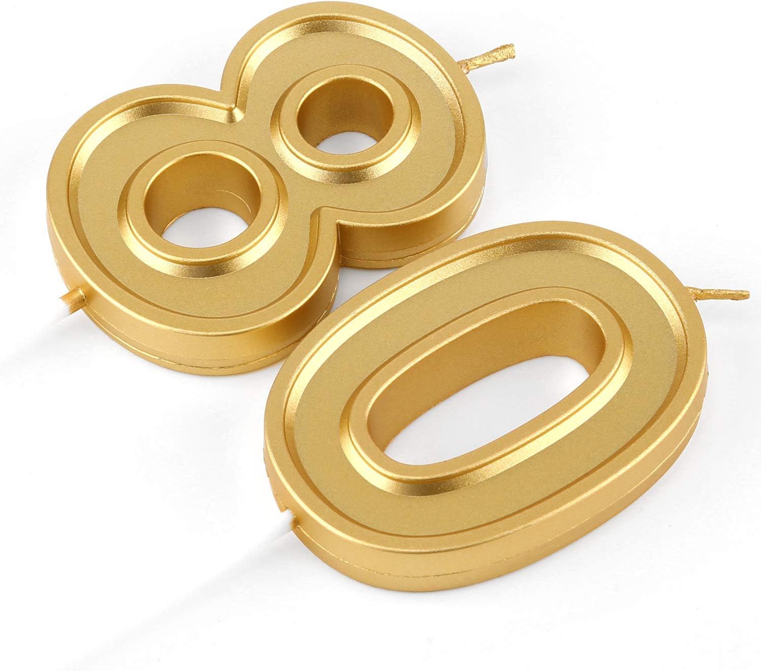 LUTER 2.76 Inches Large Number Candles Gold Glitter Cake Toppers Decoration for Birthday Wedding, Kids, Adults, Number 80 - Image 3