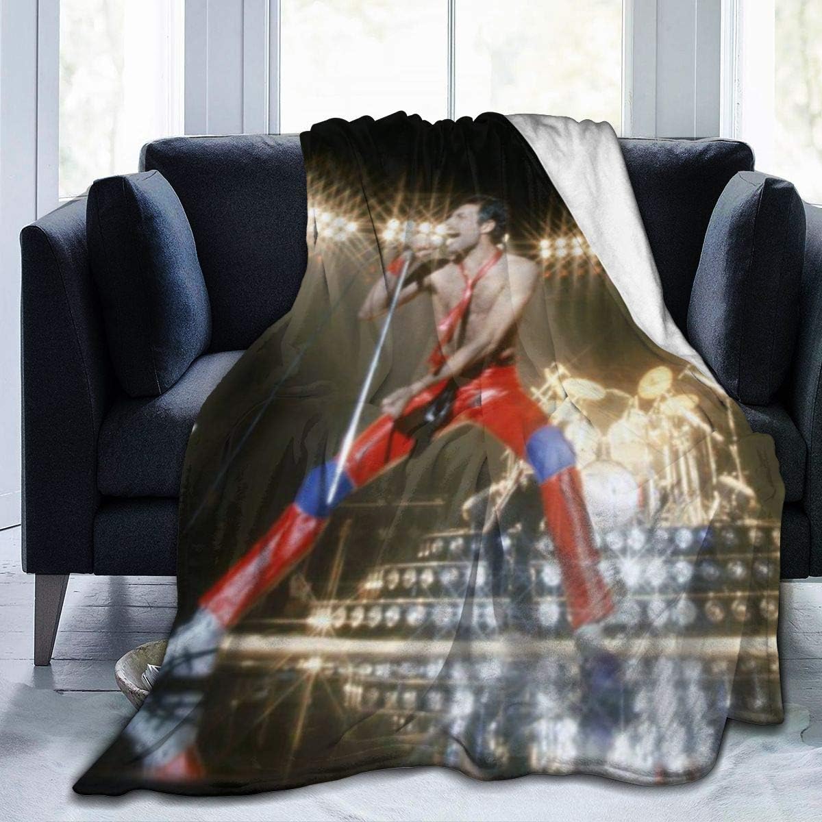 Queen Band Blanket Flannel Soft Oversized Adults Throw for Sofa Couch Outdoor Beach Living Room Bed Travel Yoga Camping: Home & Kitchen