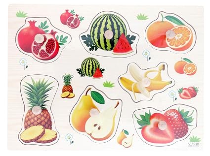 ZapDiaries Wooden Educational Puzzle for Childrens Brain Development and Growth (for 1+ Years) (Fruits)