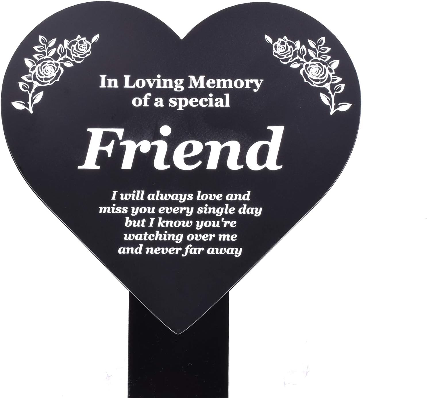 Special Friend Memorial Remembrance Plaque Stake, HEART SHAPE, Black and White, Waterproof, Outdoor, Grave Marker, Tribute - Image 5