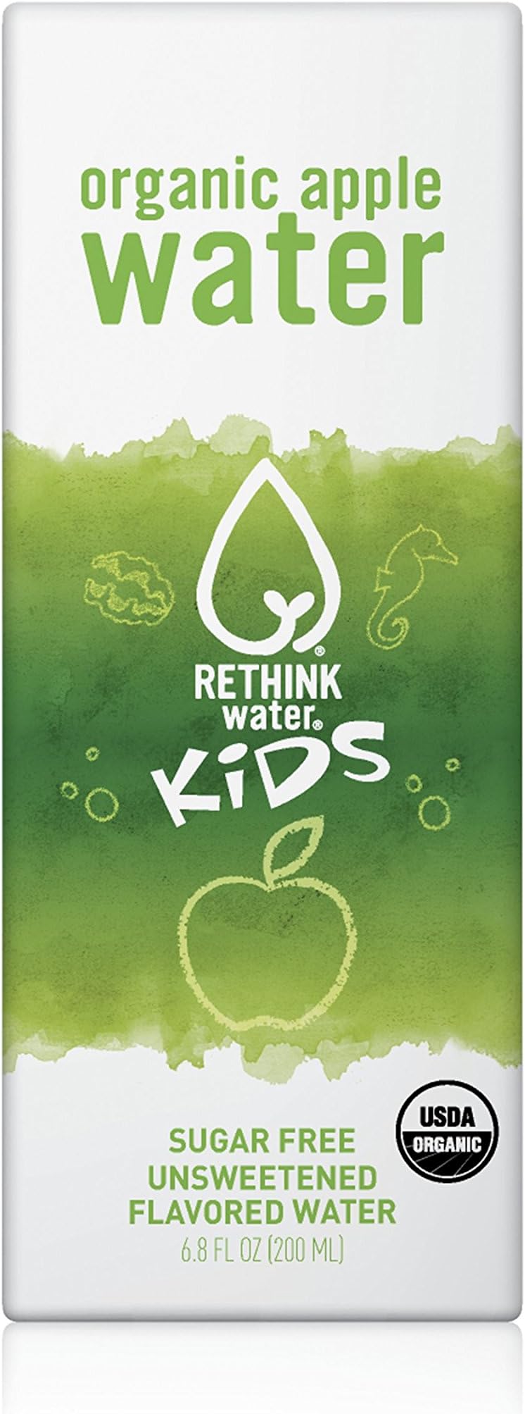 Rethink Water Kids- Organic Apple Flavored Water Drink Boxes. 32 Pack Sugar Free, BPA Free Kid Cartons (200 mL)