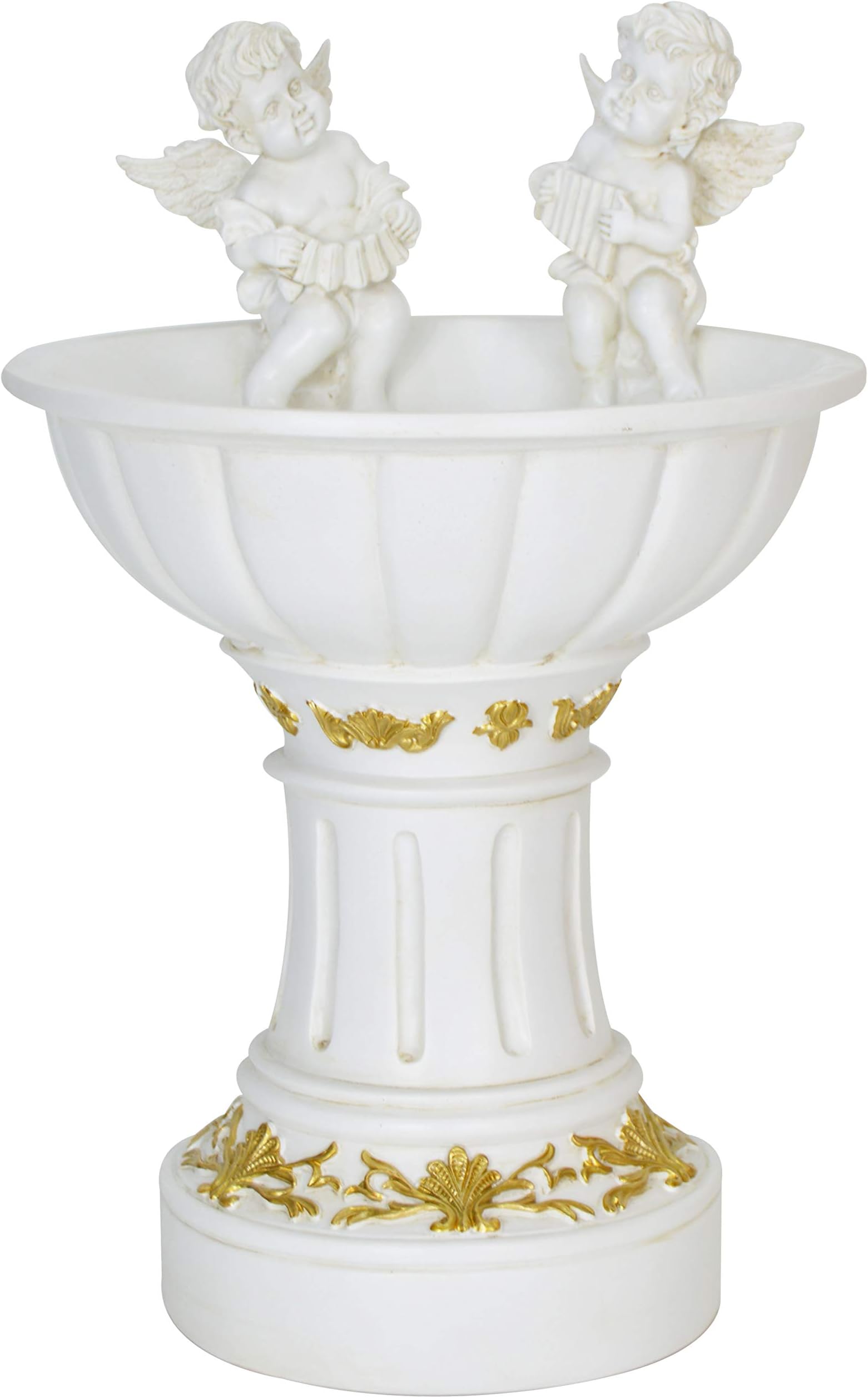 HOMESHINE Outdoor Bird Bath with Solar Powered Light Garden Decor Feeder Cherub Angel Statues