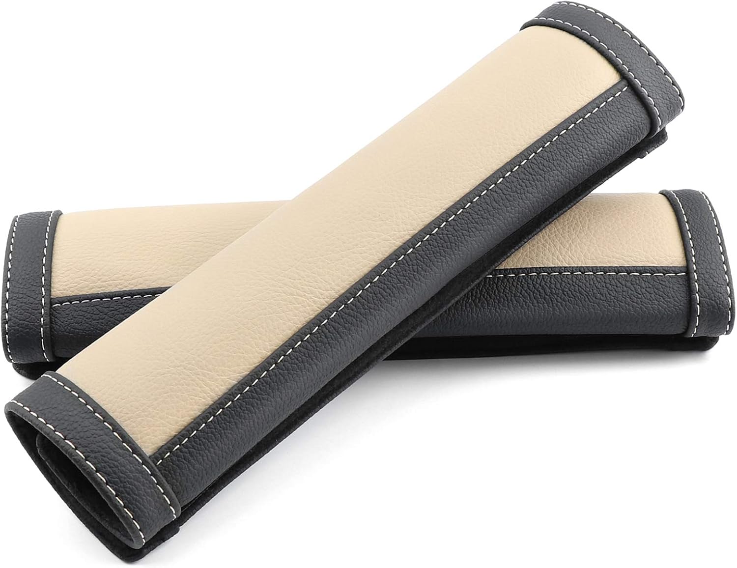 COFIT Car Seat Belt Pads, Comfort Seatbelt Cover, Durable Microfiber Leather Shoulder Neck Strap Protector, Beige and Black, 2 Pack