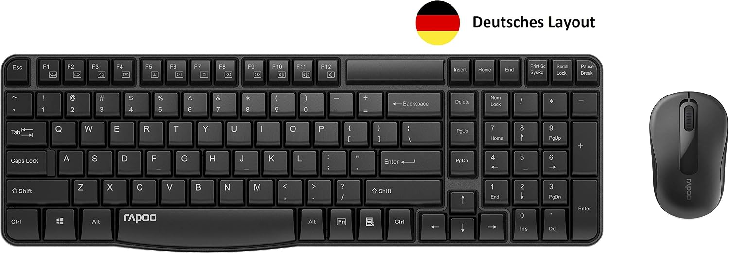 Rapoo X1800S clavier Souris incluse RF sans fil QWERTZ Allemand Noir, Black, Kompakt - Image 4