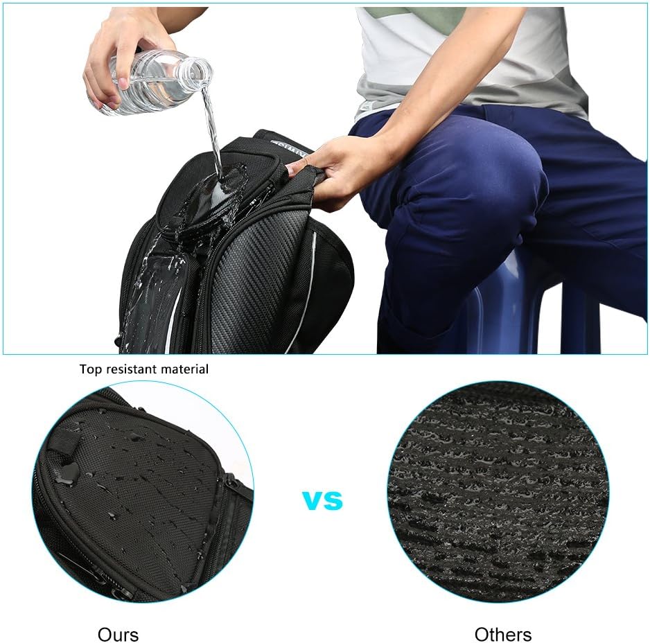 Motorcycle Tank Bag, Water Resistant with Super Strong Magnetic Gas Oil Fuel Tank Bag Black bigger Window for Honda Yamaha Suzuki Kawasaki Harley: Home Improvement