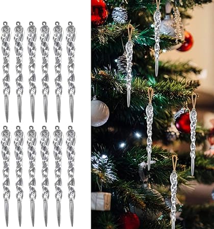 Carambanos Navidad Funpa 24pcs Decoraciones Para Arboles De Navidad Carambanos De Vidrio Transparente Gotas Adornos Brillo Carambanos De Navidad Decoraciones Para Fiestas De Navidad Amazon Es Hogar