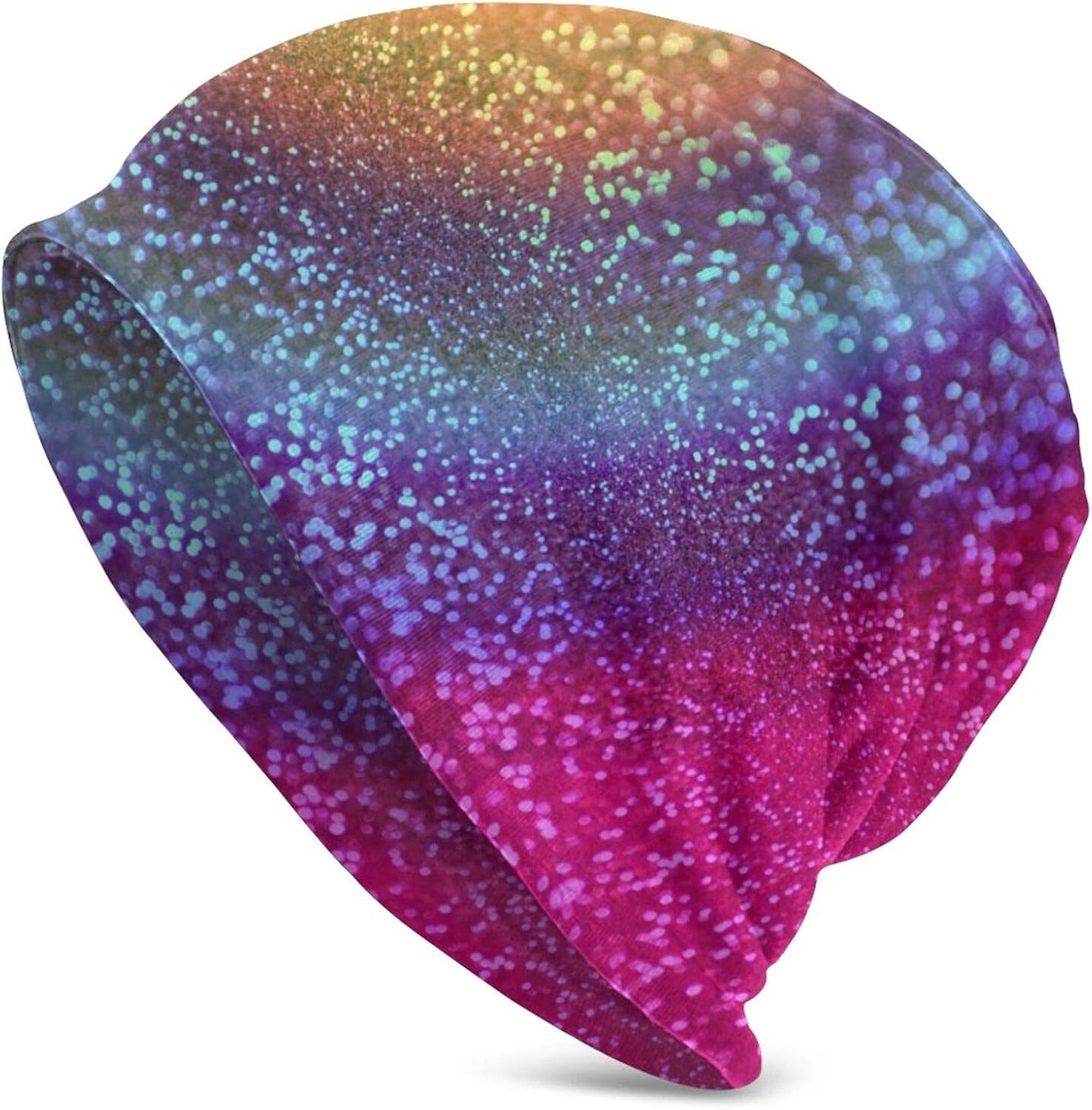 Rainbow Glitter Sparkle Adult Knit Hat Unisex Adult Beanie