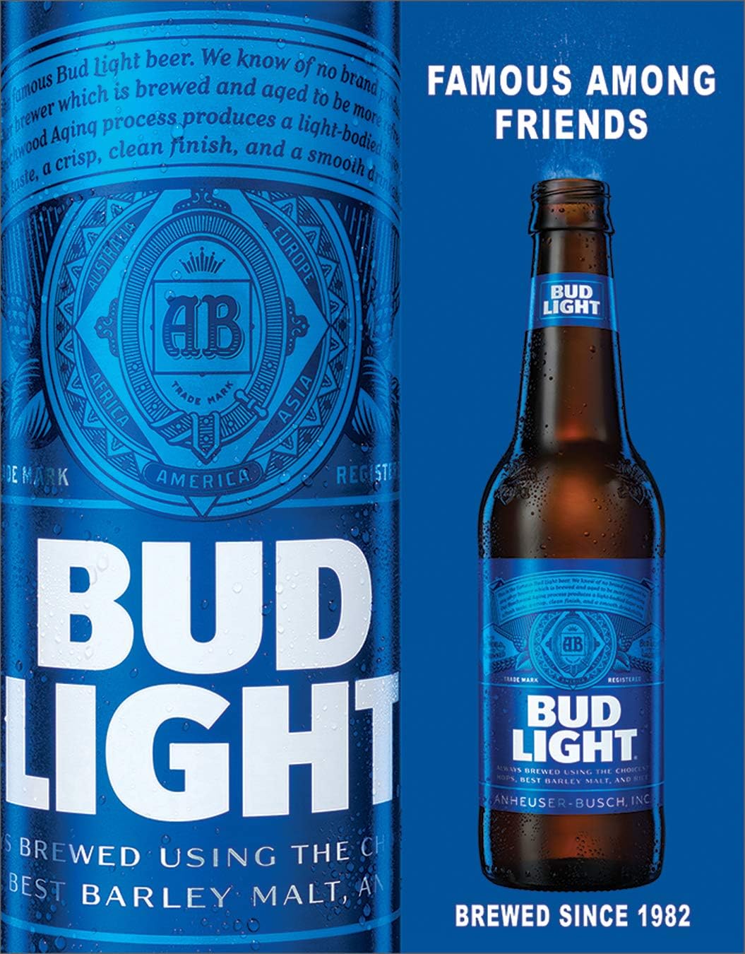 Desperate Enterprises Bud Light - Famous Among Friends Tin Sign, 16"W x 12.5"H