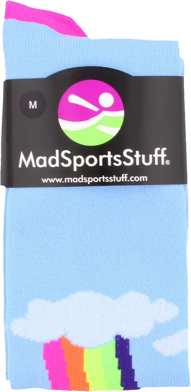 MadSportsStuff Neon Rainbow Clouds Over The Calf Athletic Socks : Clothing