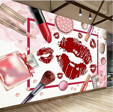 Amazon Co Jp 壁画の壁紙装飾 カスタム壁紙3d赤い唇化粧品美容店マニキュアショップ背景の壁の装飾防水3dウォールステッカー 150x1cm ホーム キッチン