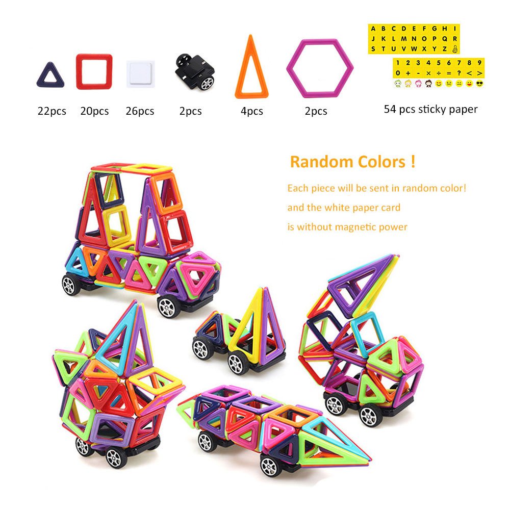 Magnetic Building Blocks, 76Pcs Magnetic Construction Creativity Thinking Educational Gifts Stacking Toys for Children Kids w/ Instruction Booklet & Storage Bag