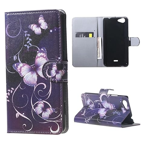 DETUOSI Etui für Wiko Rainbow Jam Hülle Leder Case Tasche Handyhülle im Bookstyle mit Standfunktion Schutzhülle für Wiko Rain