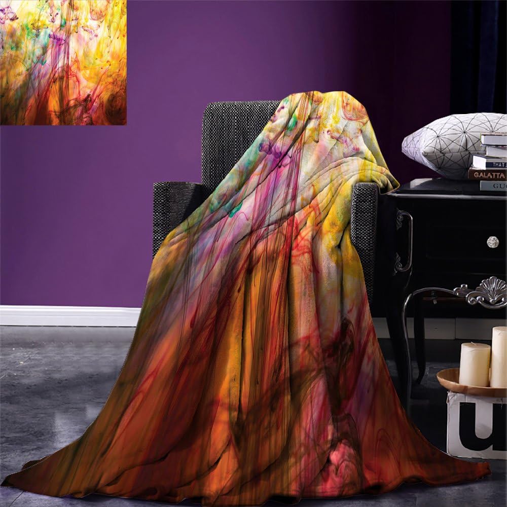 smallbeefly Modern Throw Blanket Rainbow Water Painting Colored on a