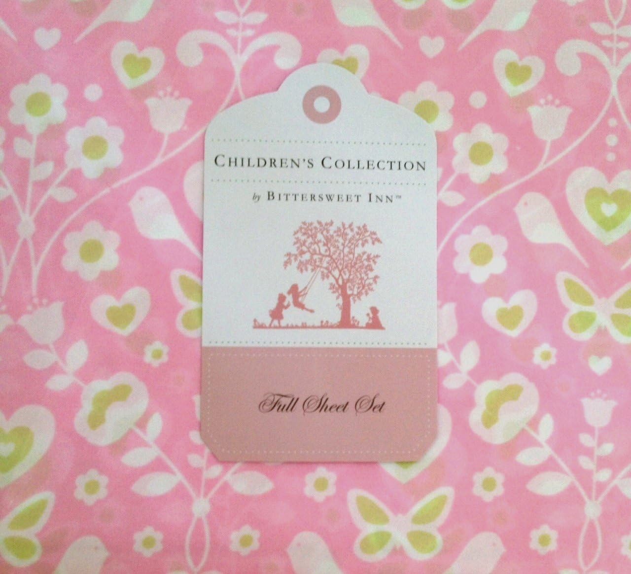 Children's Collection Bird, Butterfly and Flower Pink Sheet Set, Full