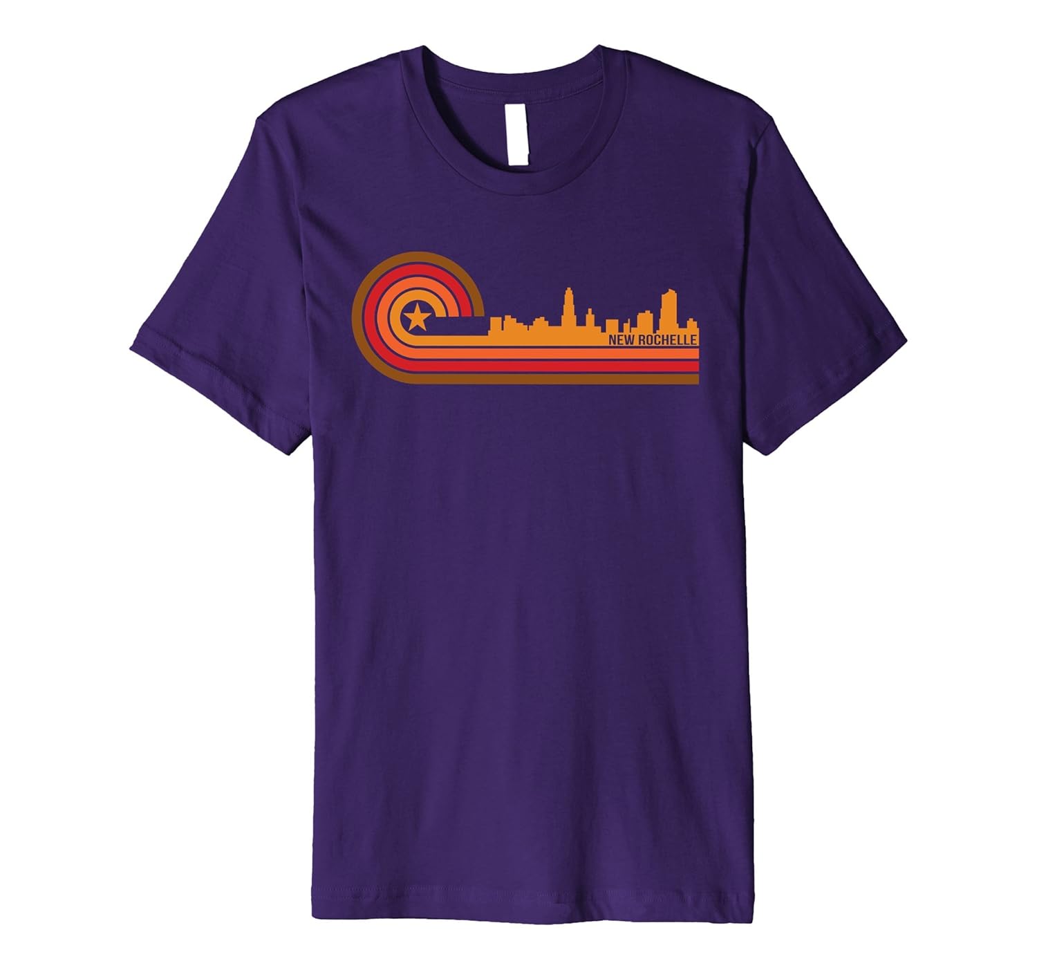 Retro Style New Rochelle New York Skyline T-Shirt-ANZ