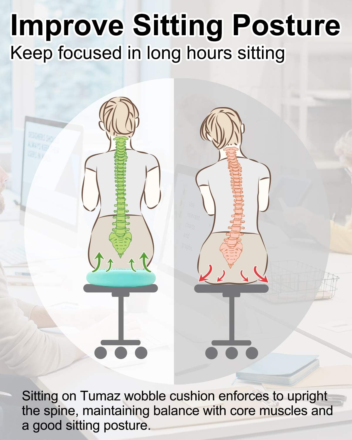 Tumaz Wobble Cushion, Wiggle Seat to Improve Sitting Posture & Stay Focused - Image 5