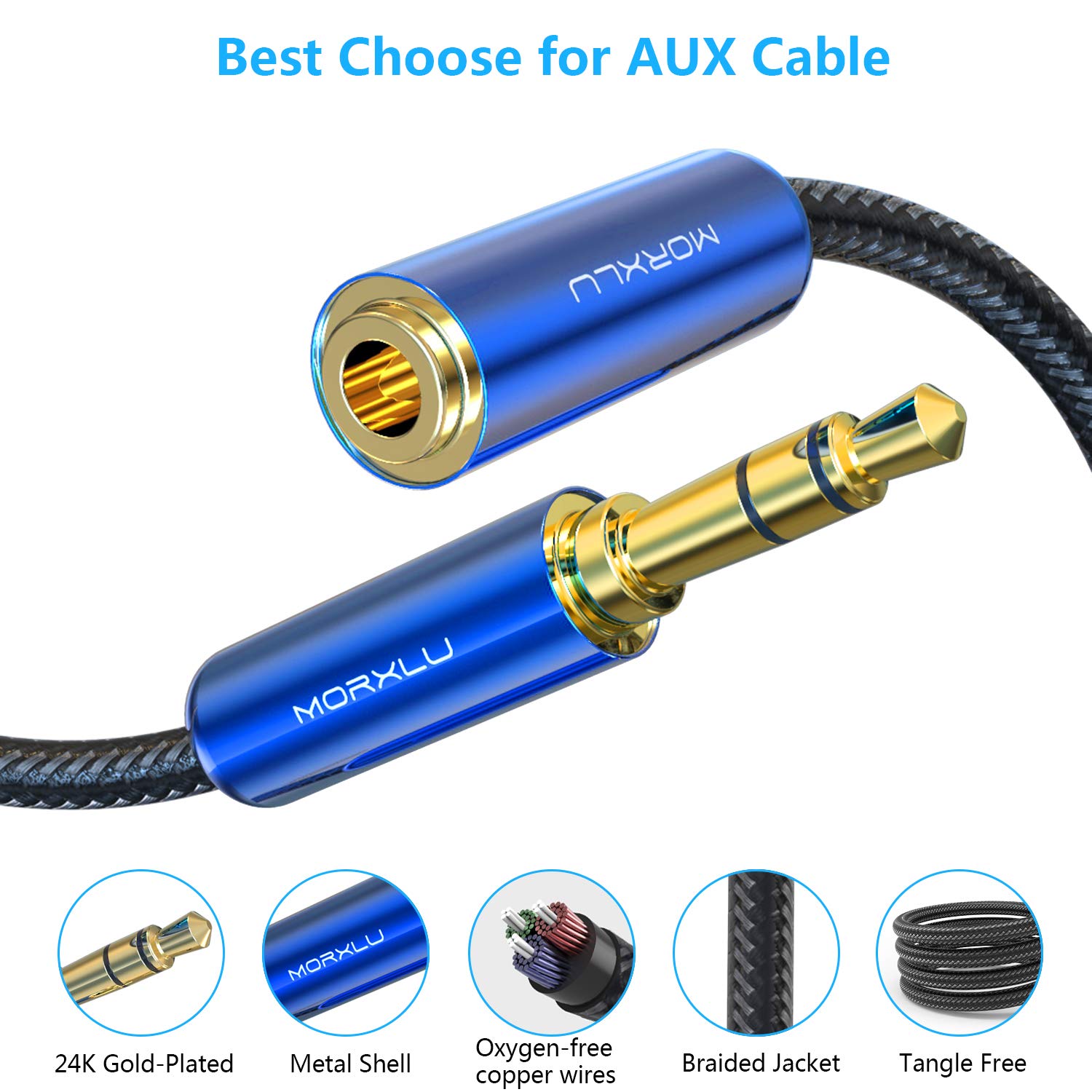 Tablets iPad Smartphones HiFi Sound Headphone Extension Cable 4ft