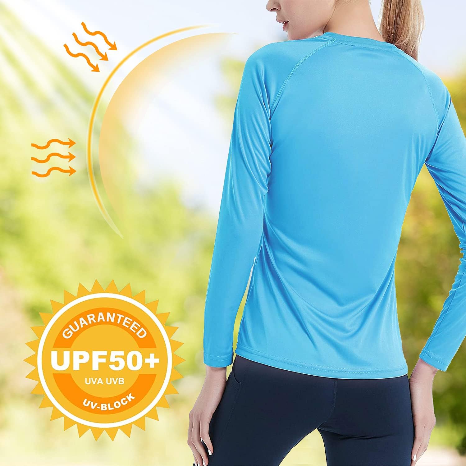 Women's UPF50+ Long Sleeve UV Sun Protection Shirts Quick Dry Rash Guard Swim Outdoor T-Shirt for Fishing Running Workout: Clothing