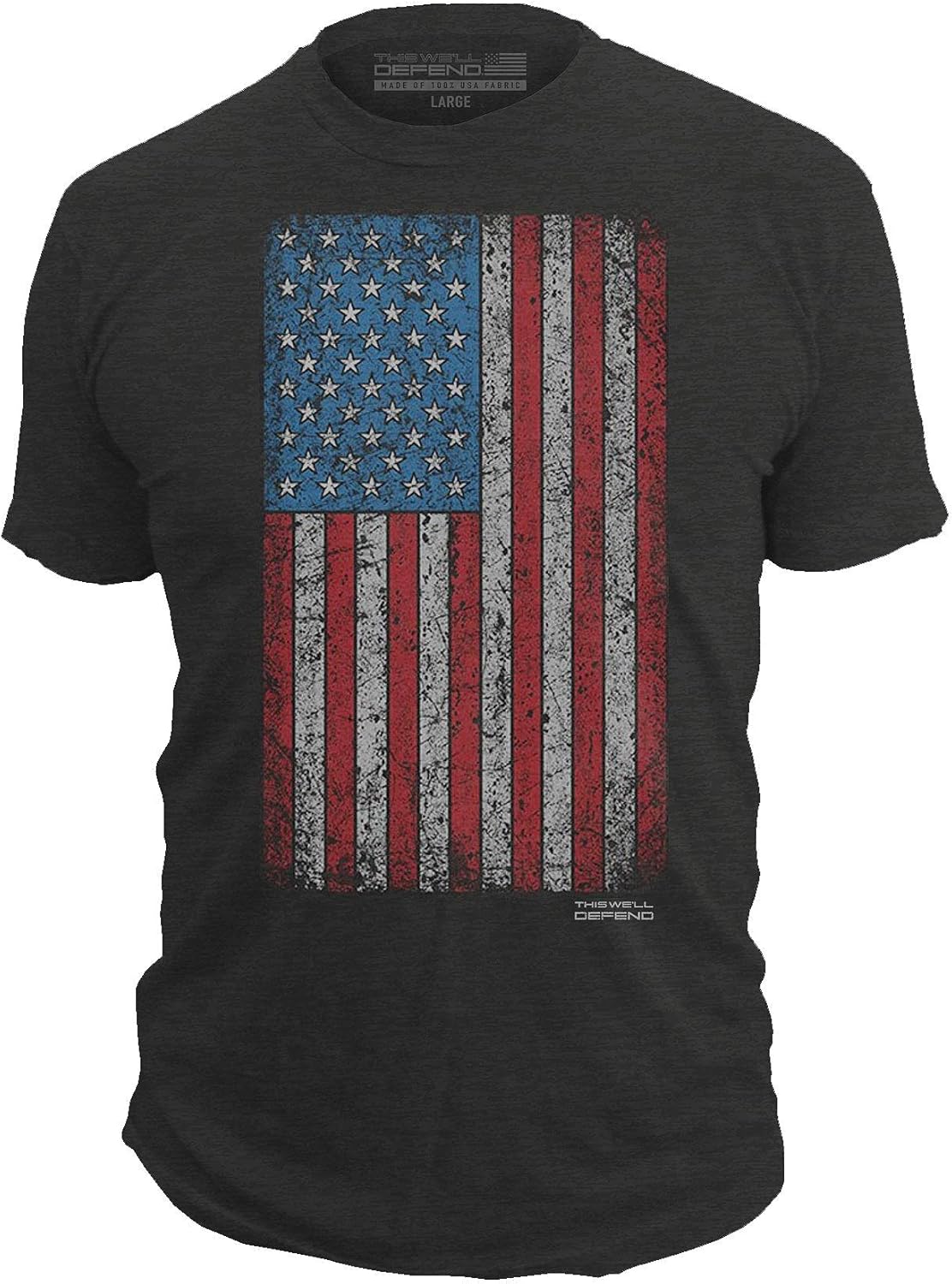 This We'll Defend - Vintage American Flag - Made of USA - Mens 52/48 Premium T-Shirt, Black Heather