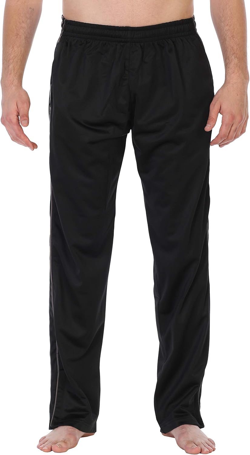 Gioberti Mens Track Running Sport Athletic Pants, Elastic Waist, Zip Bottom: Clothing