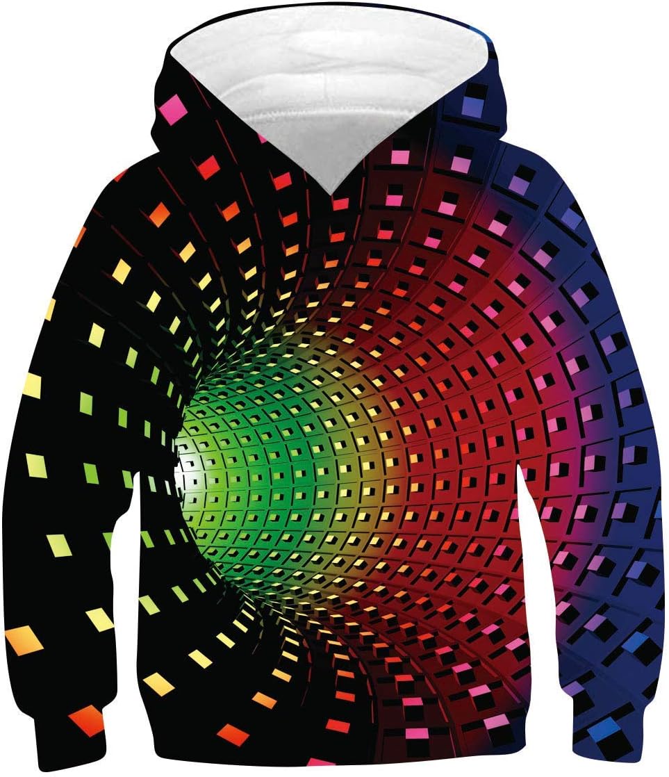 EnlifetyBoys Girls 3D Graphic Hoodies Novelty Hooded Pullover with Pocket Spring Autumn Casual Hoody Sweatshirts Size 6-16T