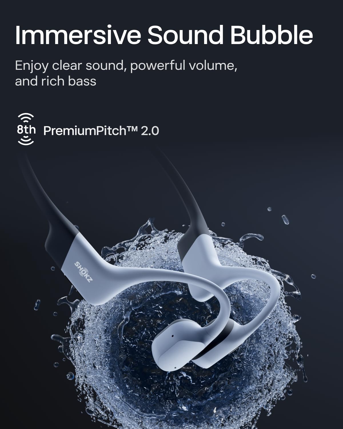 SHOKZ OpenSwim Pro - Open-Ear Bluetooth & MP3 Bone Conduction Sport Headphones, Swimming Headphones, IP68 Waterproof, Grey