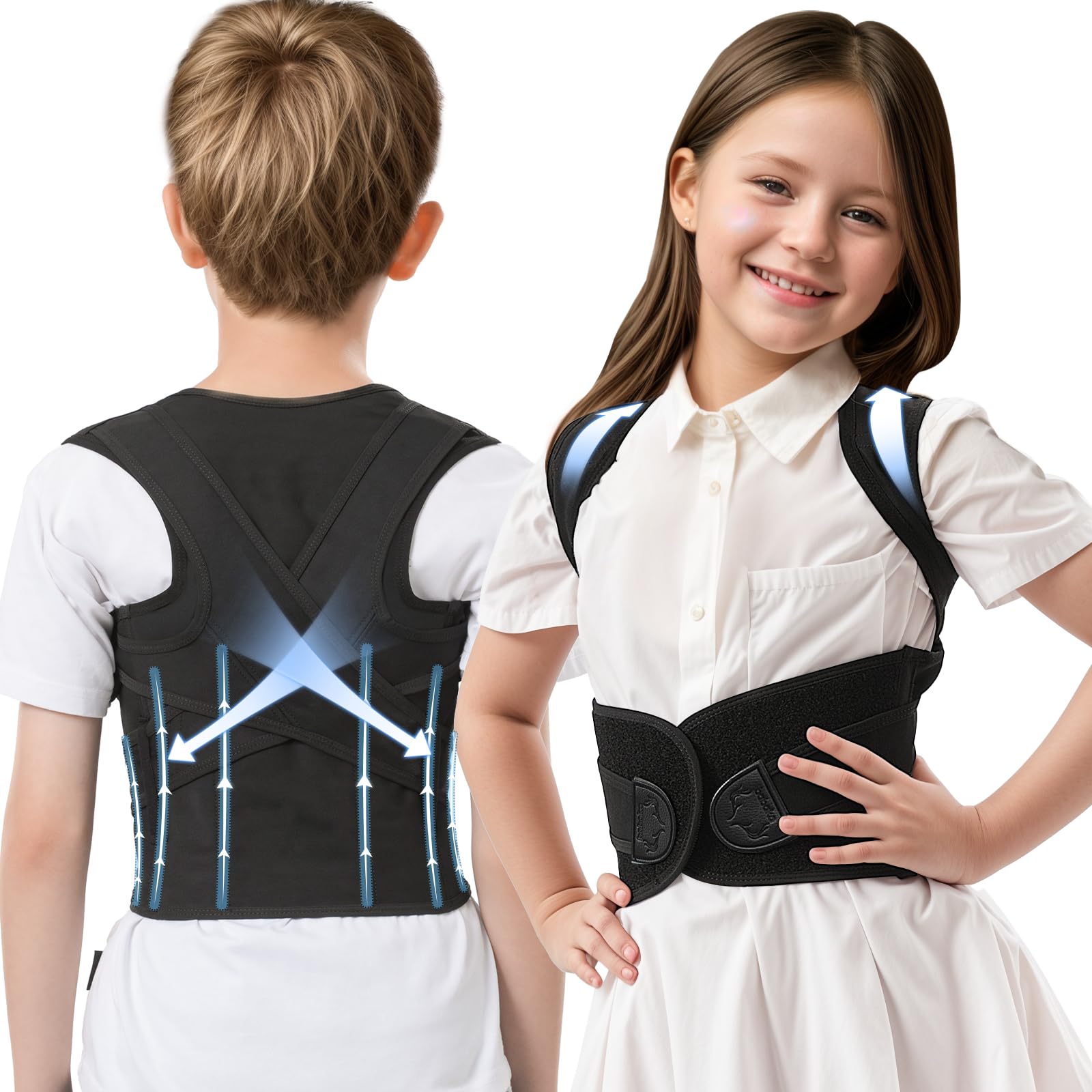 Photo 1 of babaka Back Brace Posture Corrector for Kids, Adjustable Full Back Support, for Upper and Lower Back Pain Relief, Scoliosis, Dowagers Hump, Hunchback, Thoracic, Spine Corrector (Small, Waist: 14''-19'')