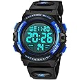 Kids Watch,Boys Watch for 3-12 Year Old Boys,Digital Sport Outdoor Multifunctional Chronograph LED 50 M Waterproof Alarm Calendar Analog Watch for Children with Silicone Band