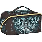 Makeup Organizer Bag, Gothic Skull Butterfly Travel Makeup Bags Makeup Vanity Case Large Capacity Rhombus Cosmetic Toiletry Bag for Girl Women Ladies