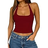 ForeFair Racerback Tank Tops for Women - Double Lined Halter Top Cute Square Neck Sleeveless Basic