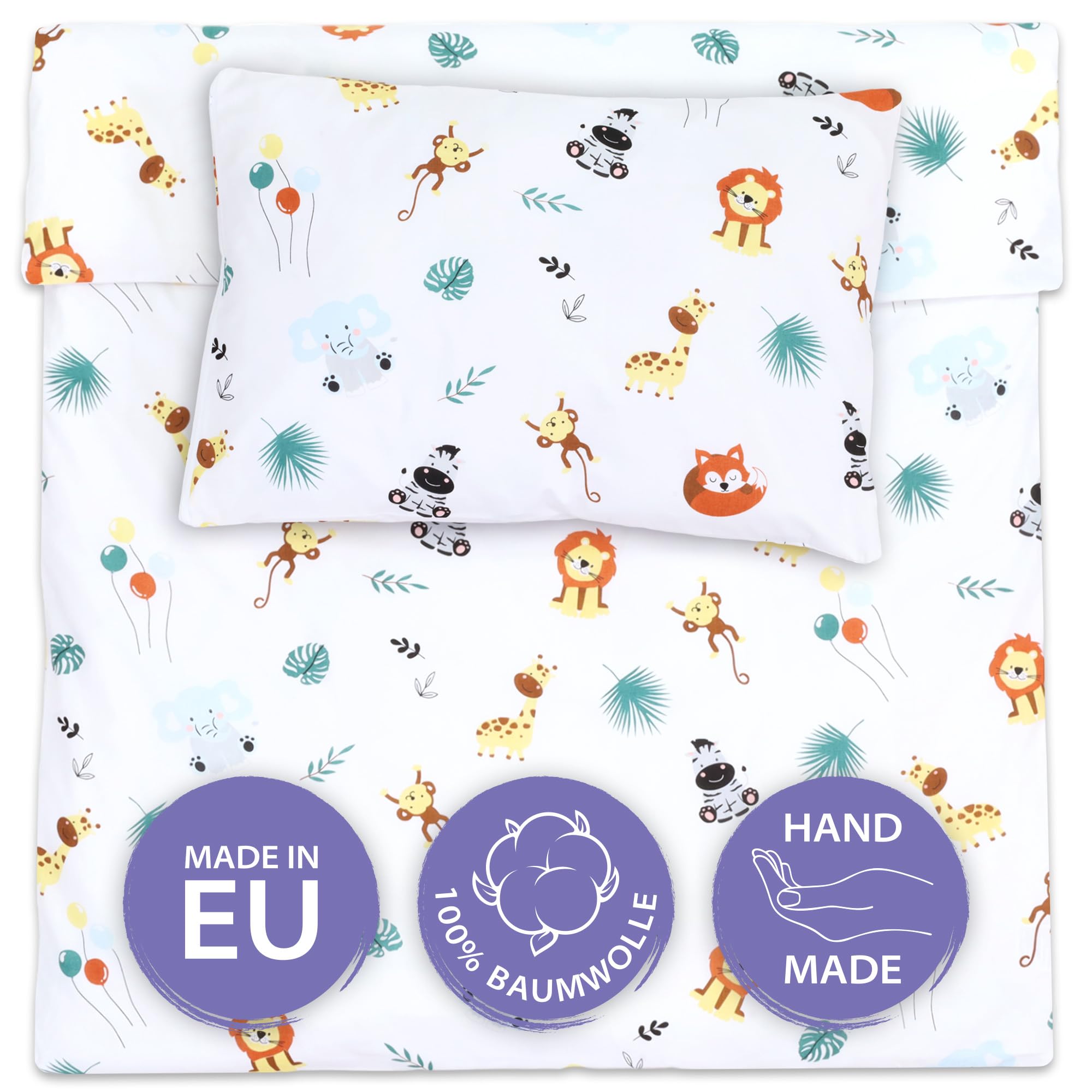 Totsy Baby Cot bed duvet cover set 100x135 cm - Cotton toddler quilt covers for girl and boy Set Comforter cover 100 x 135 cm and pillowcase 60 x 40 cm Oeko-Tex