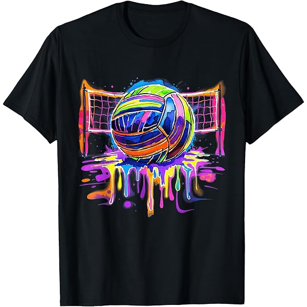 T-Shirt Volley-ball Tie Dye Coloré Pour Filles Et Adolescentes - Design Artistique Sportif