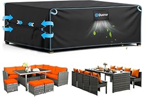 Duerer Patio Furniture Covers Waterproof 420D Outdoor Furniture Covers 128"L X 83"W X 28"H, for Patio Furniture Sets, Sofa, Table and Chair Set Cover, Anti-UV Rain Snow Dust Wind-Proof with Air Vent