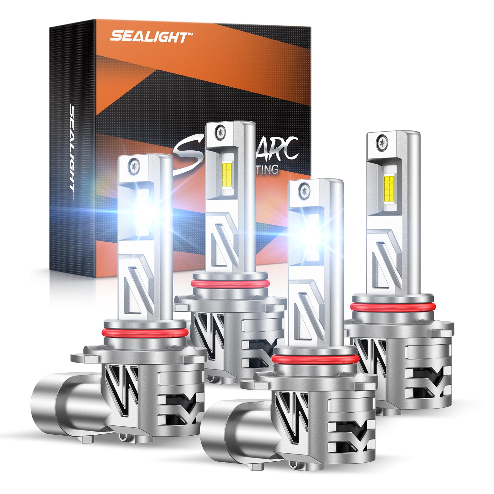 SEALIGHT 𝟗𝟎𝟎𝟓 𝟗𝟎𝟎𝟔 Light Bulbs Combo, 800% 88,000LM HB3/9005 HB4/9006 Bulb Super Bright, 1:1 Real Size, 6500K Cool White, Plug and Play, Pack of 4 Image